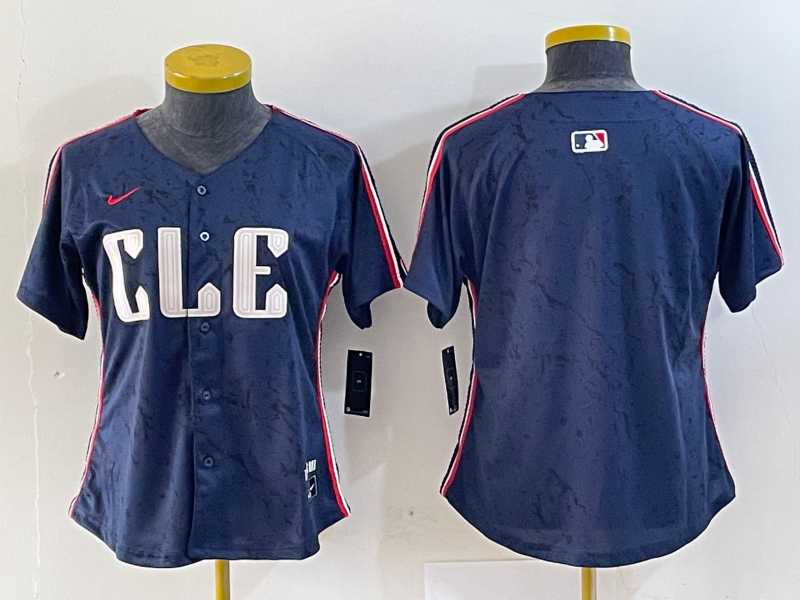 Womens Cleveland Guardians Blank Navy 2024 City Connect Limited Stitched Jersey
